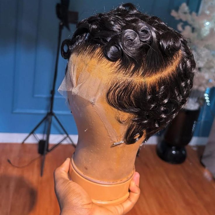 Pre Styled Chioma Full Frontal 100% Human Hair Pixie Curl Lace 13*4 Frontal Wig