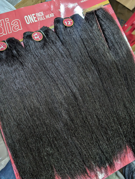 Natural Lydia 3 bundles + closure (Relaxed hair texture can curl)