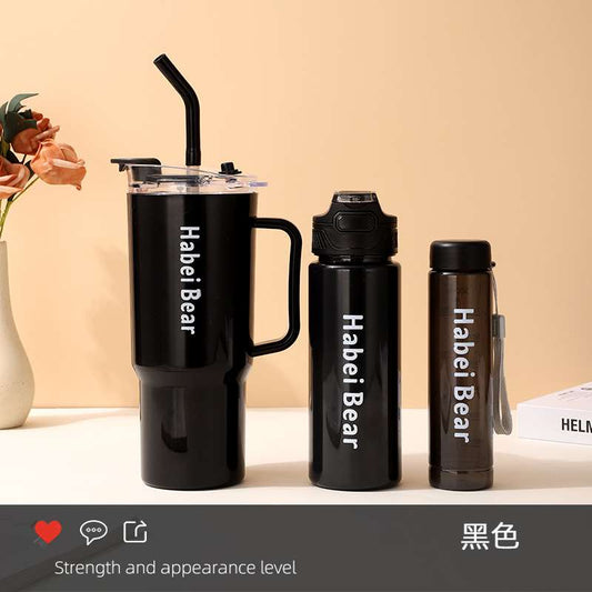 Black - Habei 3 in 1 Shake Fitness tumbler with free Water bottle