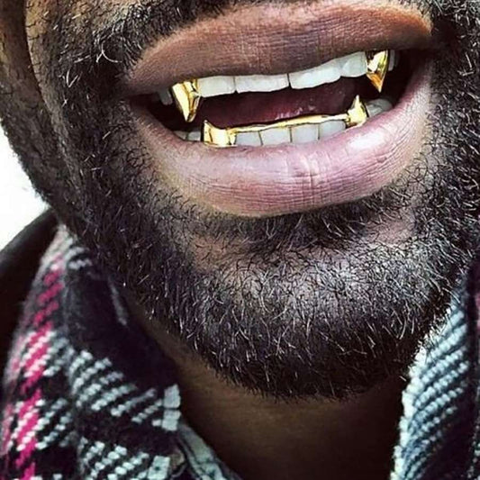 Gold plated vampire Grills  Top & bottom full set teeth jewelry
