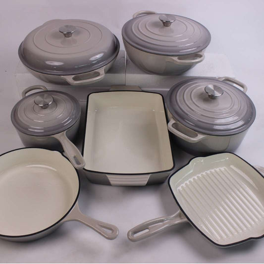 Grey Exclusive Cast Iron Enamel Pot 7 pieces set