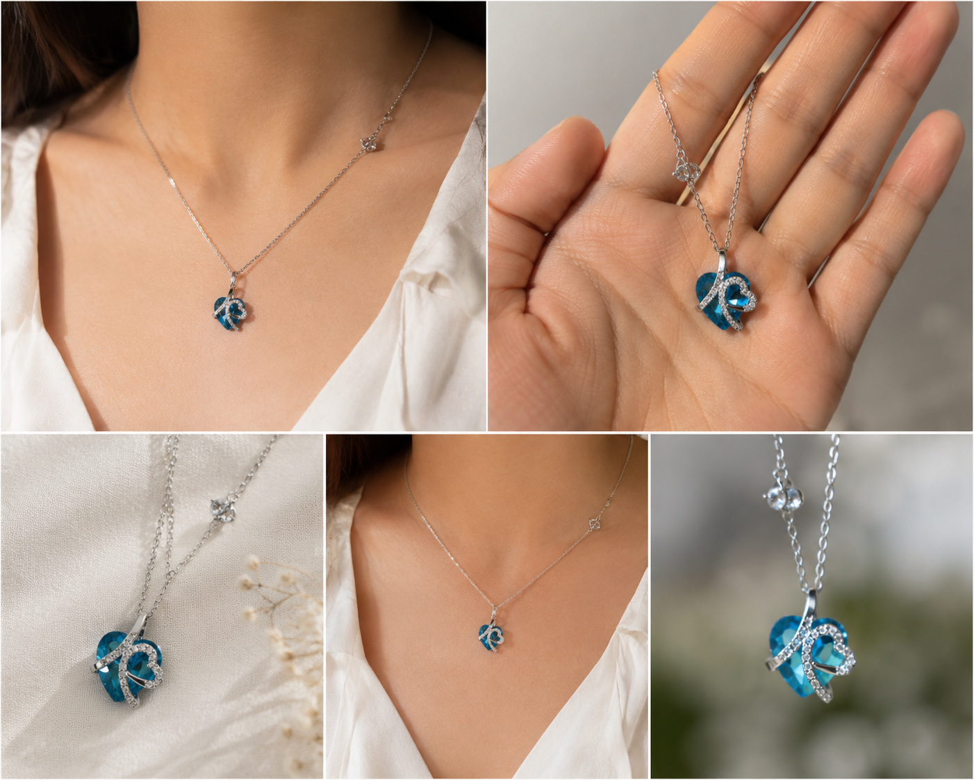 UC1 Eternal Blue Affection Necklace Non Tarnish Exquisite titanium and steel necklace