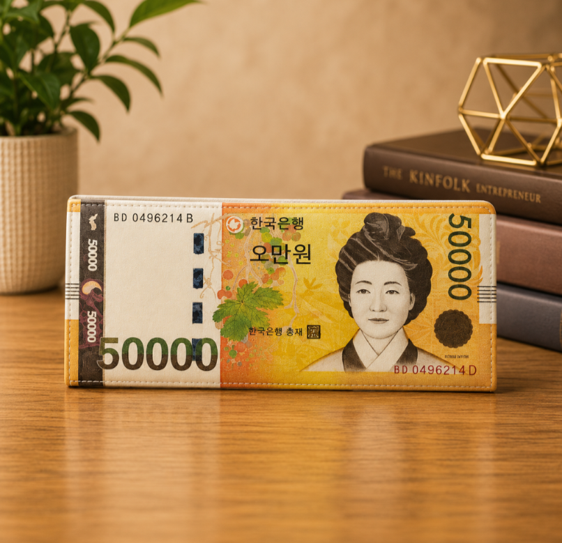 Korean currency leather wallet