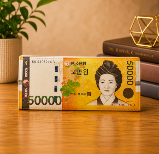 Korean currency leather wallet