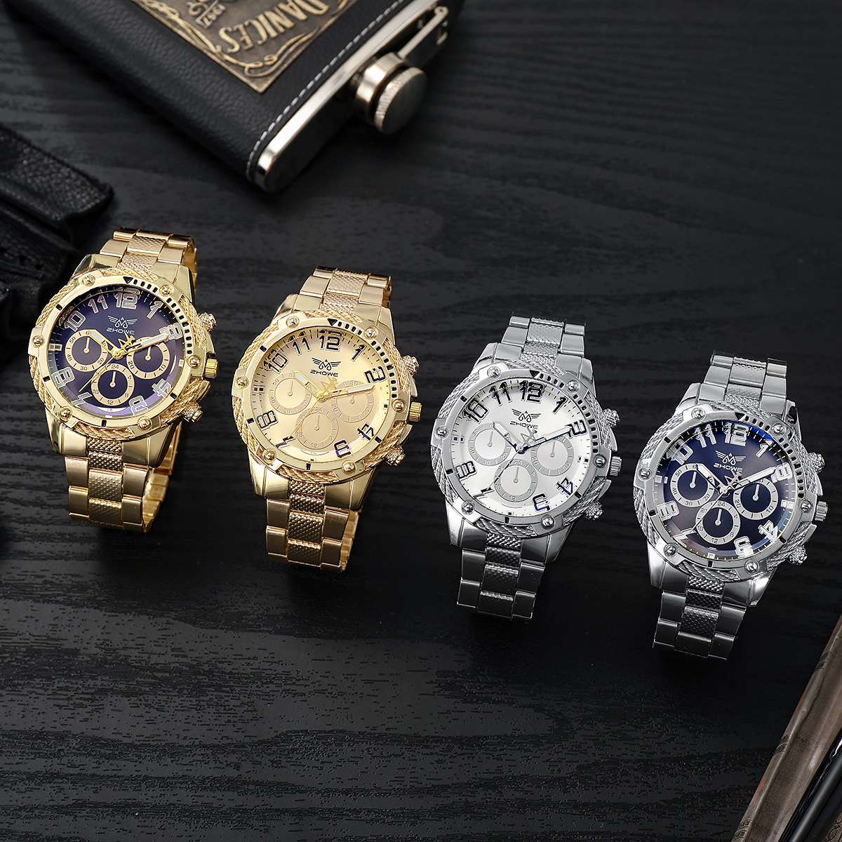 Six high quality Steel watch plus gift box