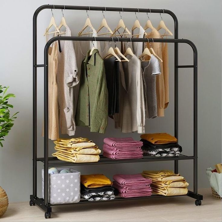 35KG BEARING HEAVY DUTY FLOOR FOLDABLE INDOOR DOUBLE POLE CLOTHE HANGER/RACK