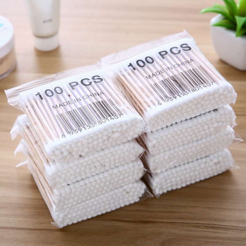 Cotton bud Double-headed 100% Cotton Swab Wooden Stick
