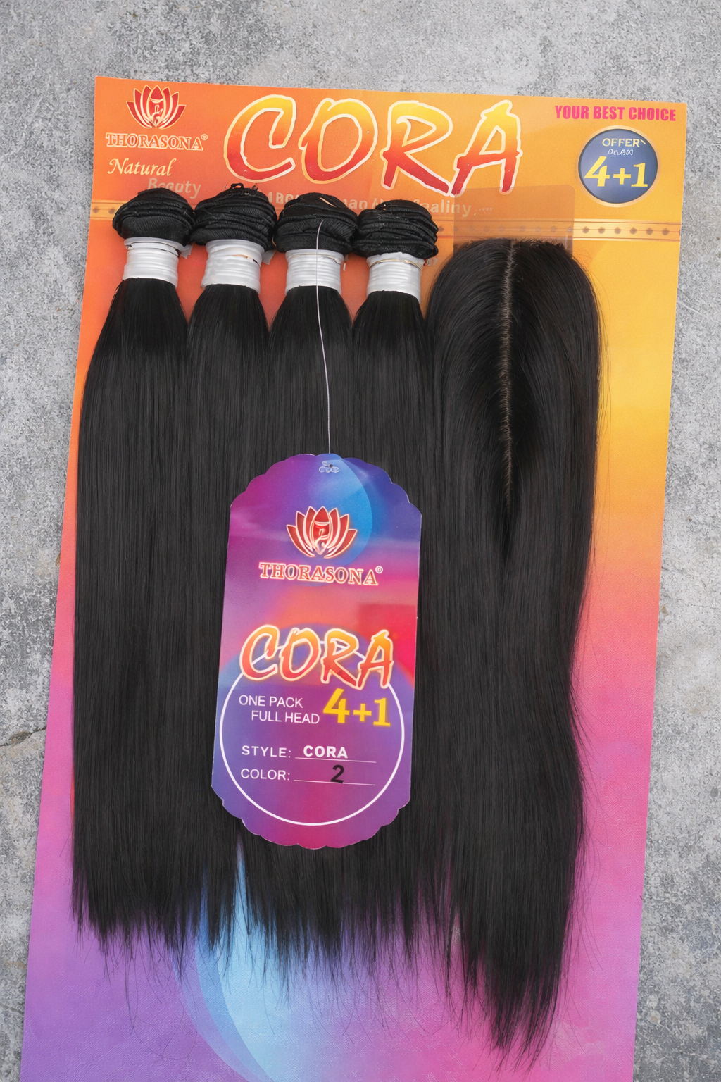 Natural Cora 4 Bundles +padded Closure human hair texture 10inches