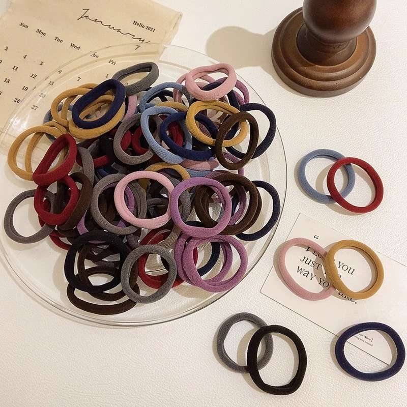 NH50 Hair Ties, Durable Hair Bands, Autumn and Winter Black Hair Ropes, Thick Leather Rubber Bands, Lazy Style Hair Accessories