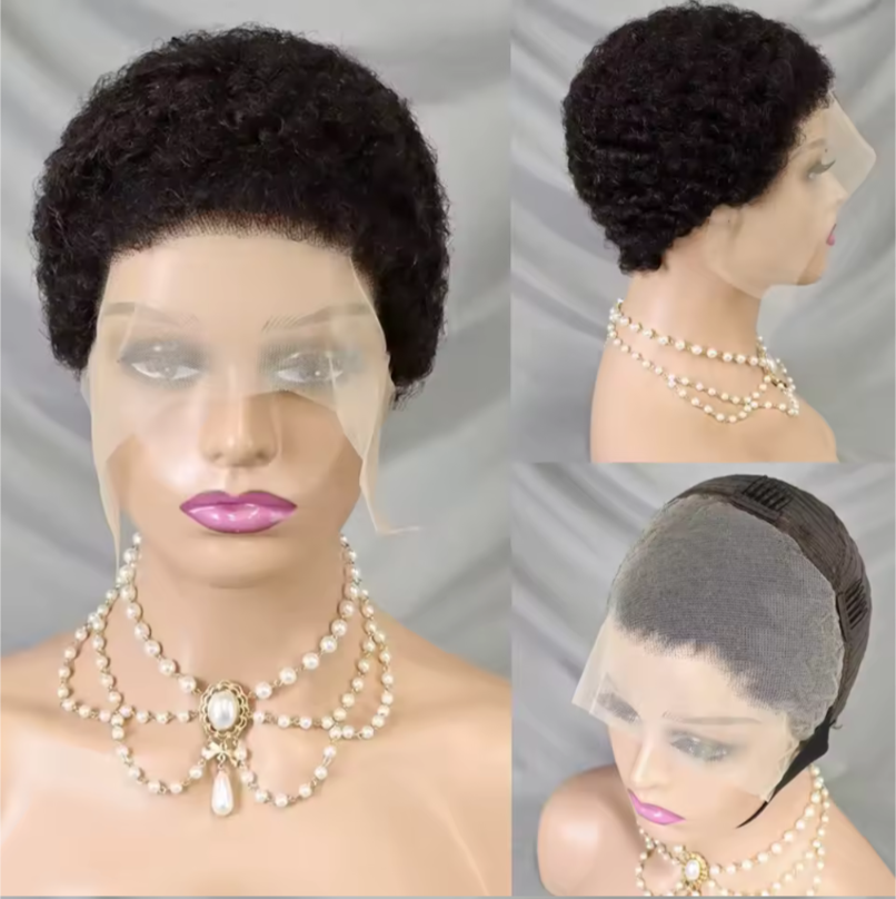 Jolita low cut 13x4 Transparent Lace Frontal Wig pure Mongolia kinky 100 % human hair