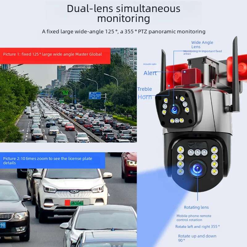 4G Daul 360° High definition Security Cctv  Solar Camera  water proof camera