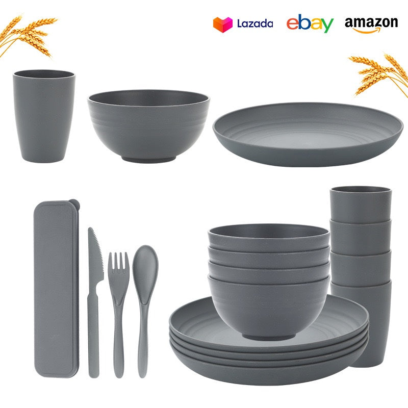 28 Pieces Plates, bowl, cup, serving dish set unbreakable plastic (no color selection)