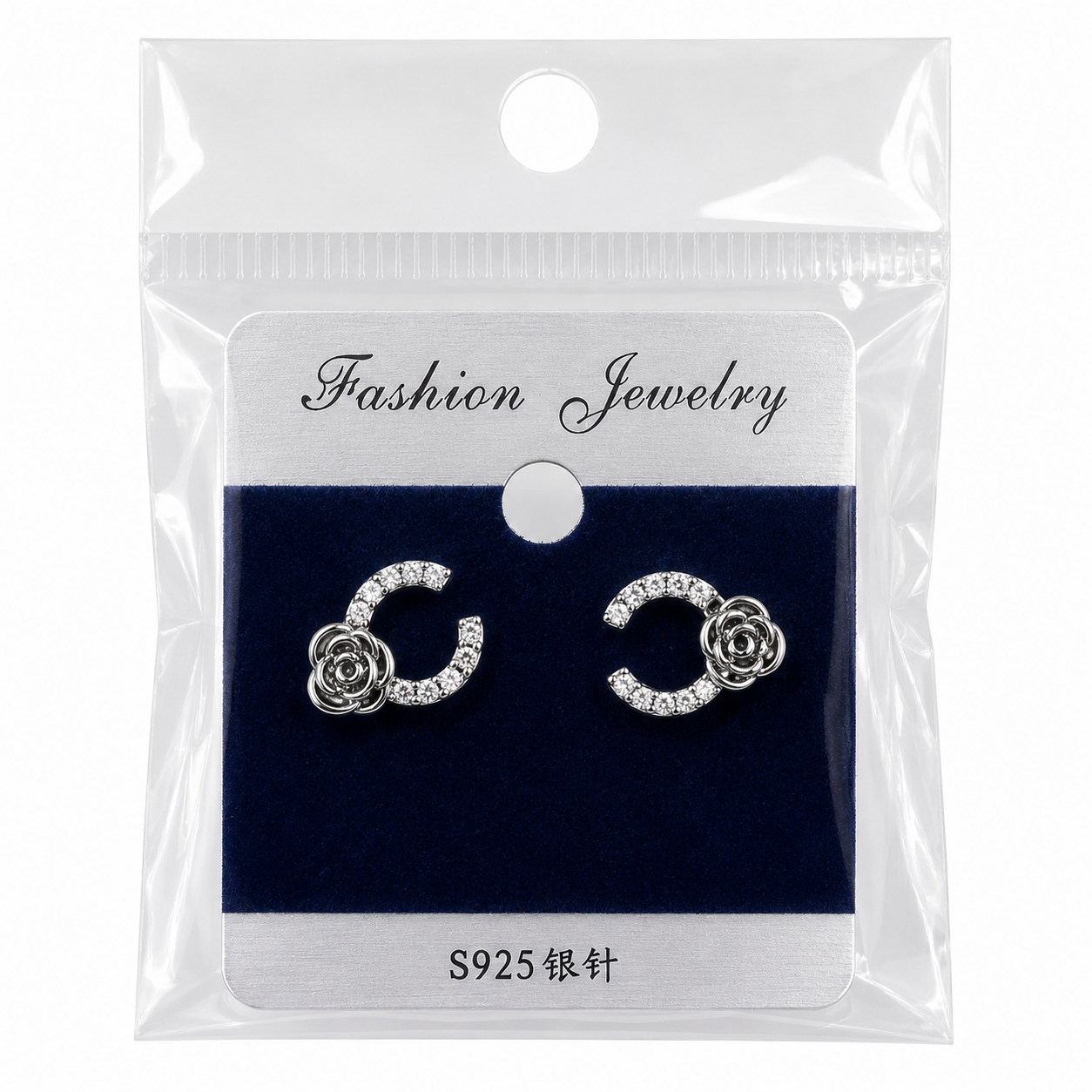 Sparkling Crescent Bloom Earrings