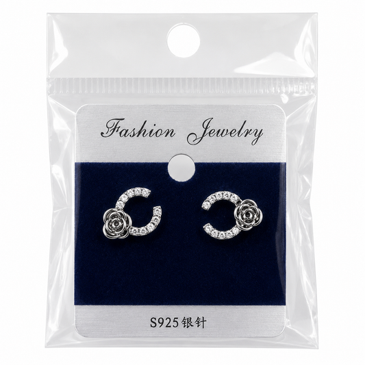 Sparkling Crescent Bloom Earrings