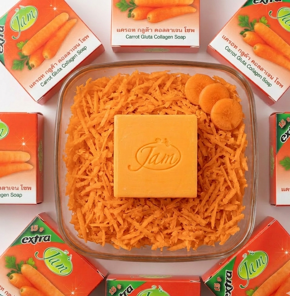Carrot Thailand Soap with fruit Jam and Gluta for  Sunburn