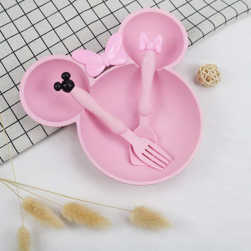 Children's Mickey bowl and plate three-piece set