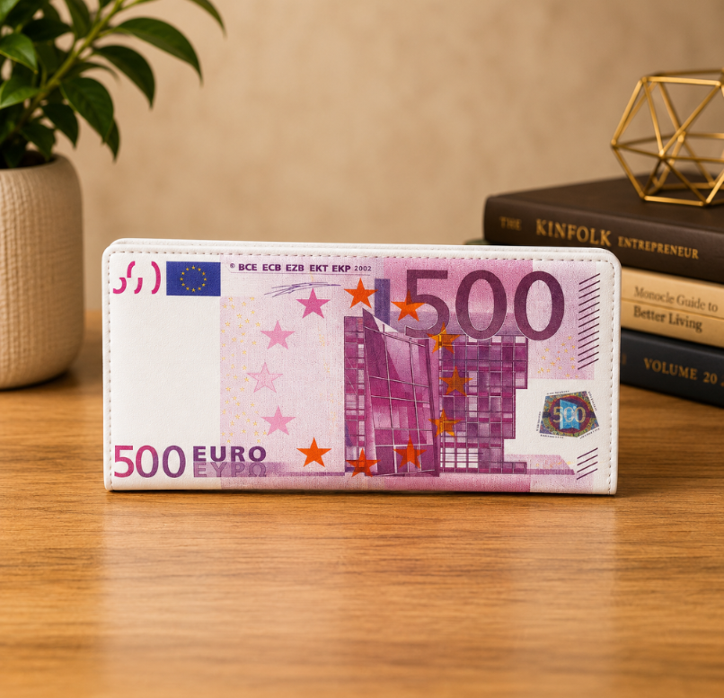 Euro currency leather wallet