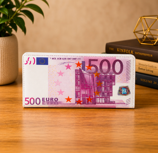 Euro currency leather wallet