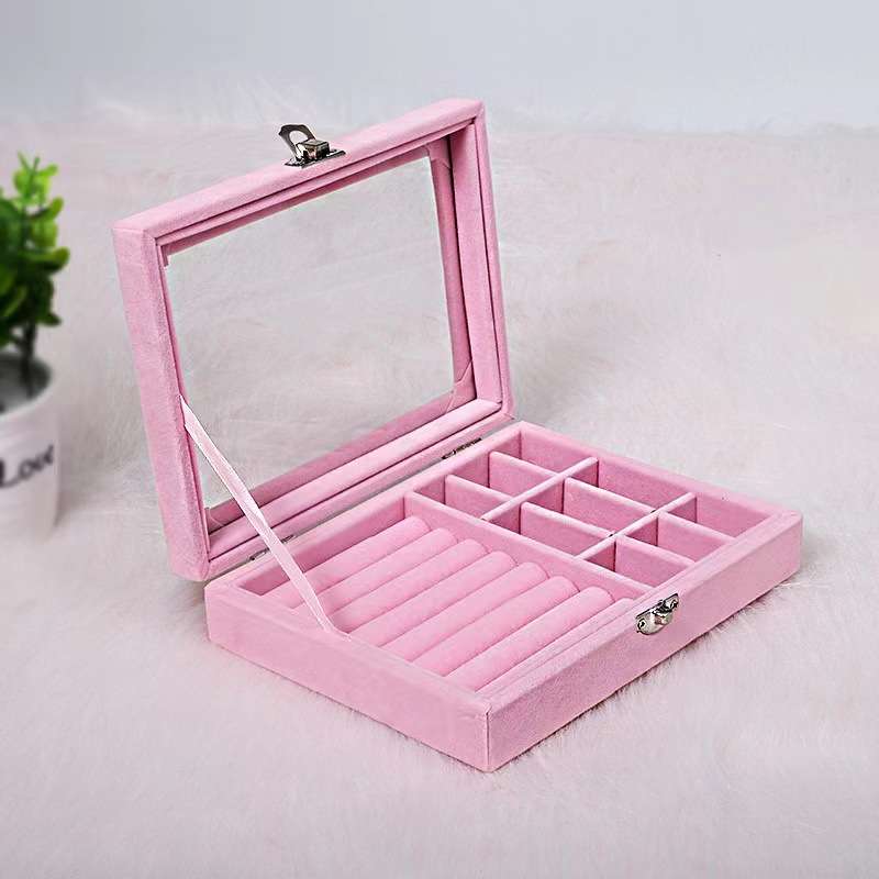 Nine-compartment jewelry box [pink]; Size: 20%*1 5*5cm;