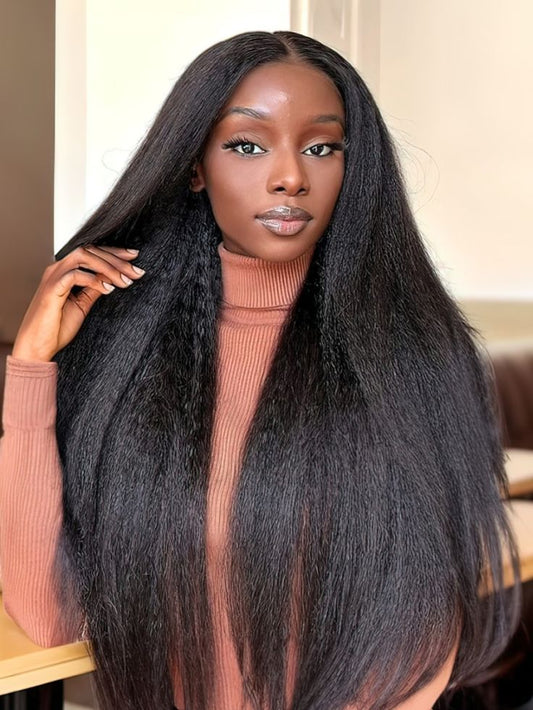 Kinky  100% human hair  26inches Closure wig