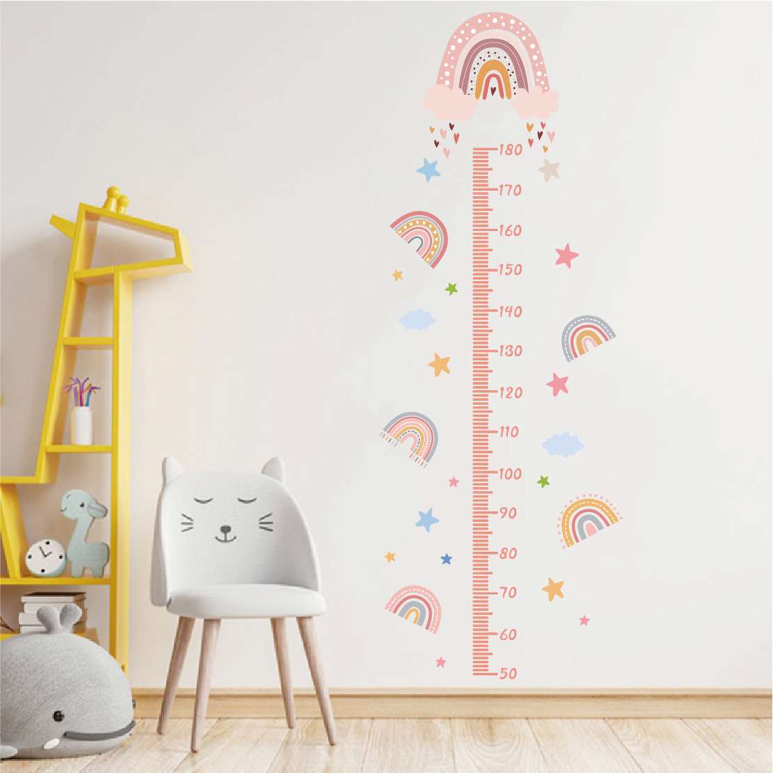 Pink Rainbow clouds height children kindergarten baby wall stickers background wall bedroom  decorative sticker