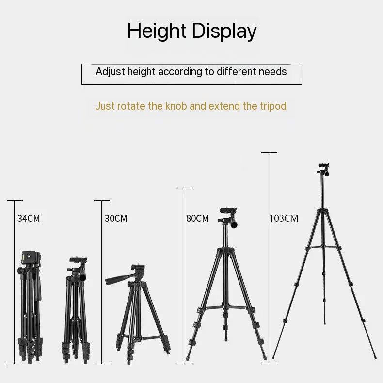 ADJUSTABLE HEIGHT PORTABLE UNIVERSAL SELF LEVELING CAMERA/PHONE TRIPOD STAND & HOLDER