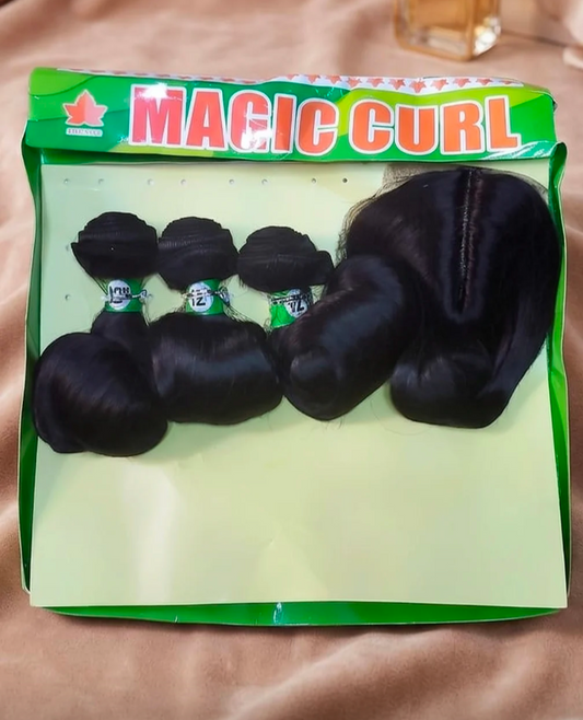 Magic curl packet hair bundles + closure