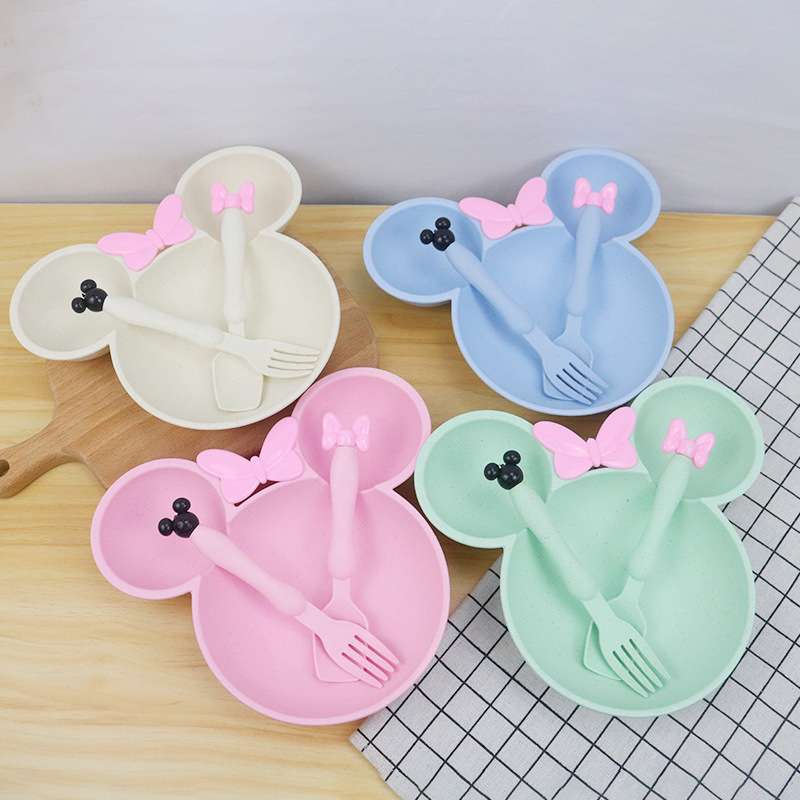Children's Mickey bowl and plate three-piece set