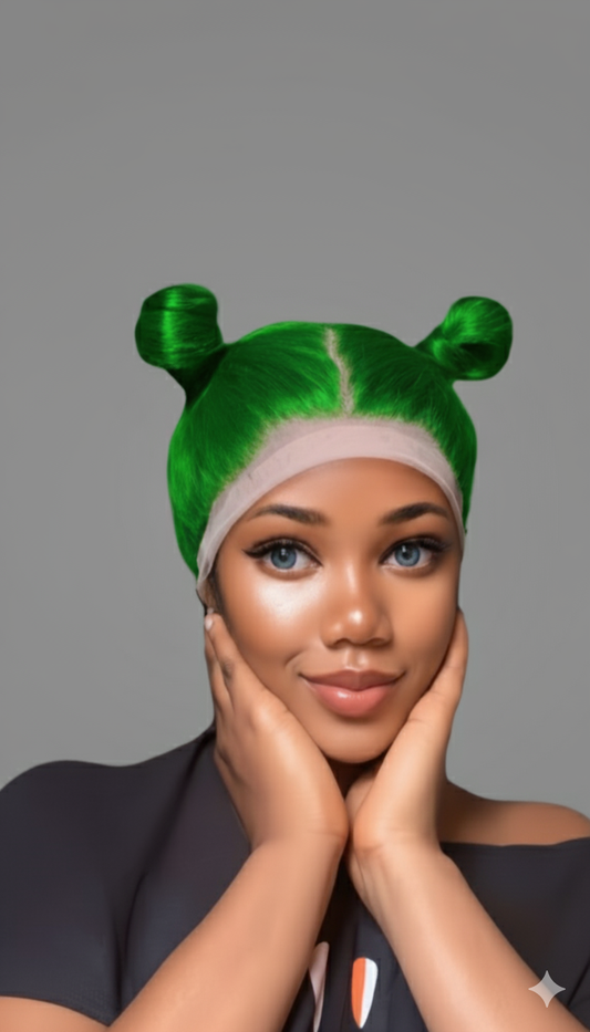 (green) 360 Braider choice ventilated wig