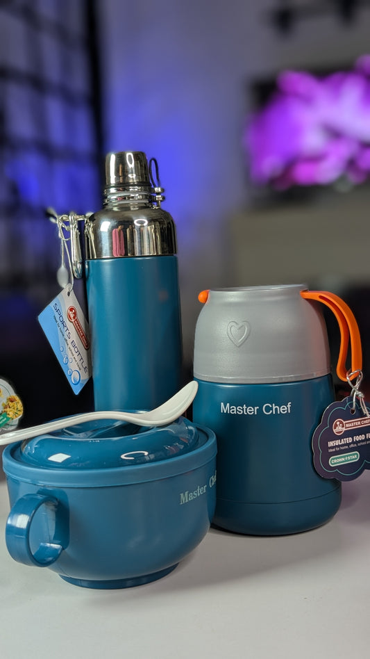 Blue - Nursey/kindergarten insulated Food Flask set