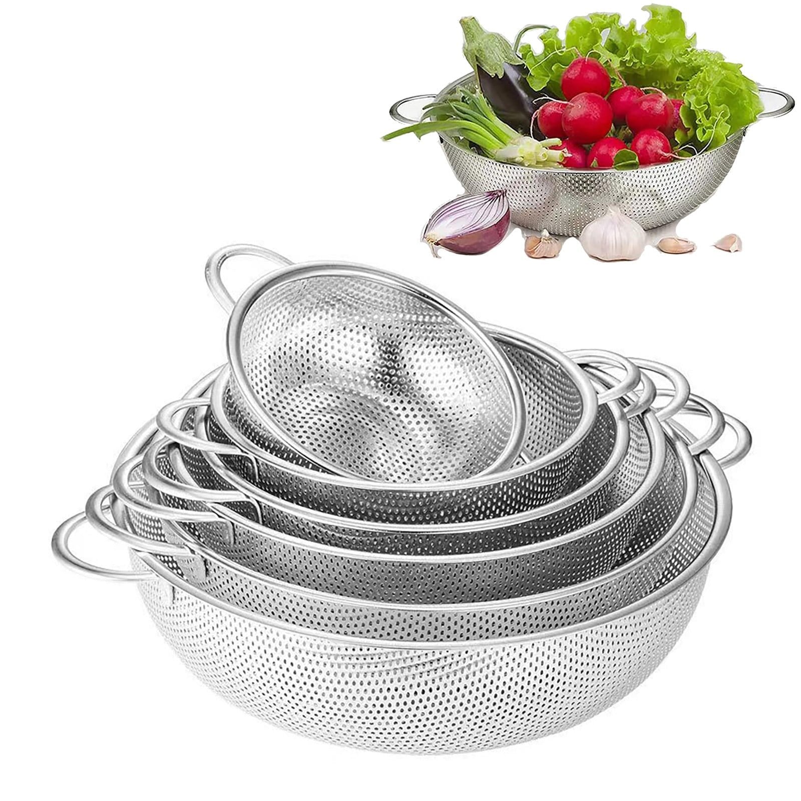 6Pcs Pure Stainless Steel Sieve non rust With Double Handle