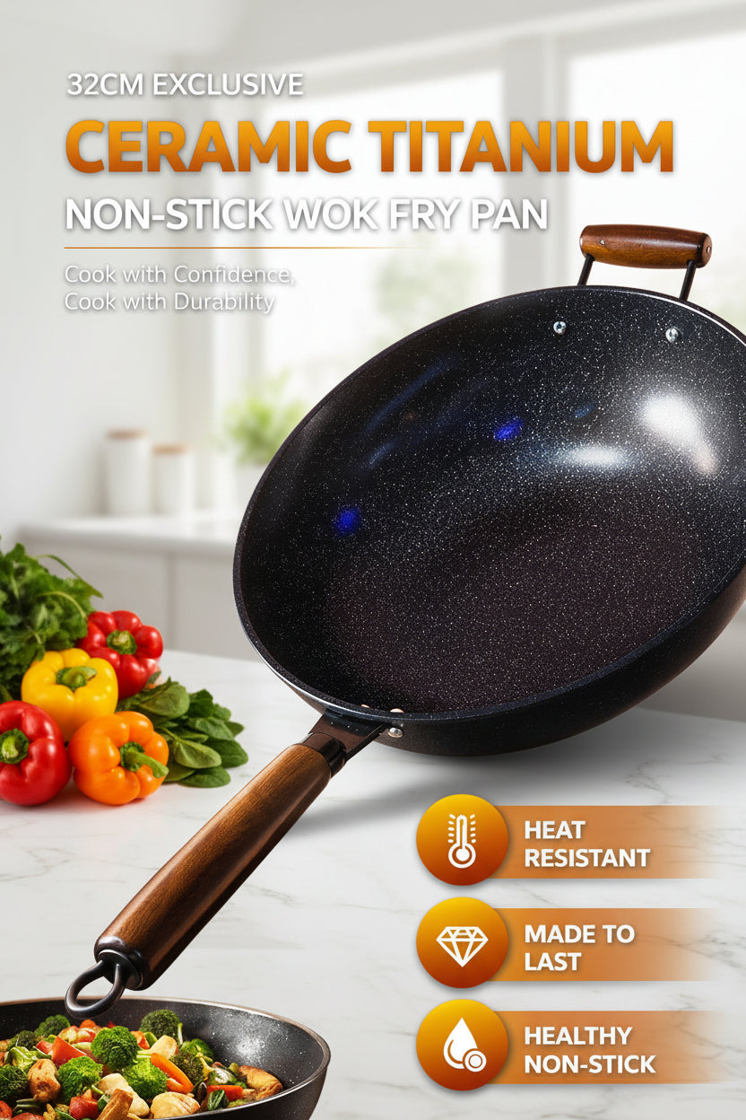 32CM mid grade Non stick Wok frying pan