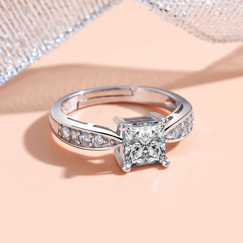 Four claw Korean 1 carat Engagement ring | Adjustable Opening  ring fit all finger sizes