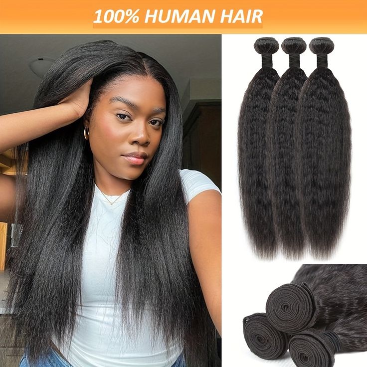 Black natural kinky bundles with closure package hair  hair great texture