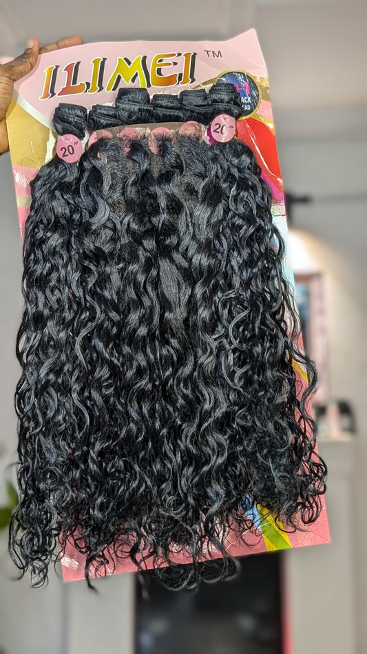 ILimei gorgeous curls 4 x4 closure + 6bundles packet hair