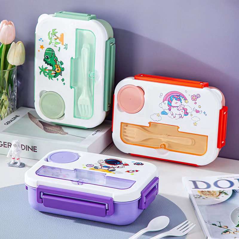 Compartmentalized Bento sealed lunch box with sauce cup