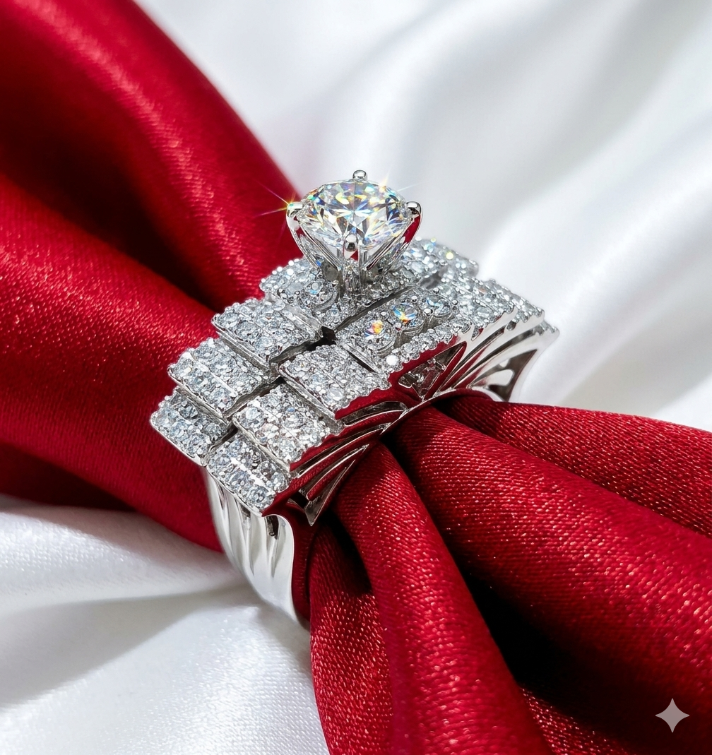 Vile Lab Diamond Engagement ring | Silver sterling wedding band