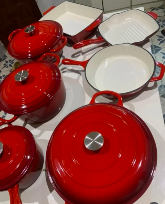 Orginal Exclusive Cast Iron Enamel Pot 7 pieces set (no color selection)