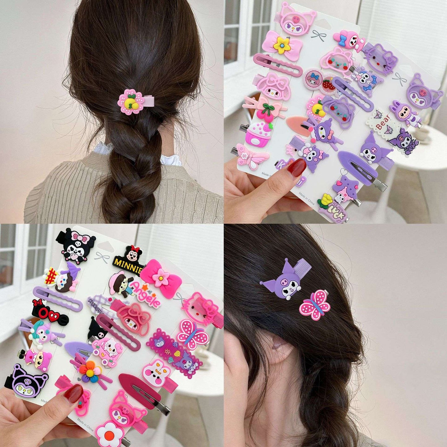 14-Piece Set of  Cute Cartoon Hair Clips for Children, Hair Accessories for Girls That Don'T Damage Hair, Fresh and Sweet Style Hair Clips Wholesale NH51