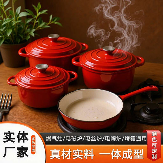 Orginal 4 set iron Cast Enamel pot 18CM+21CM+24CM+24CM  (no color selection)