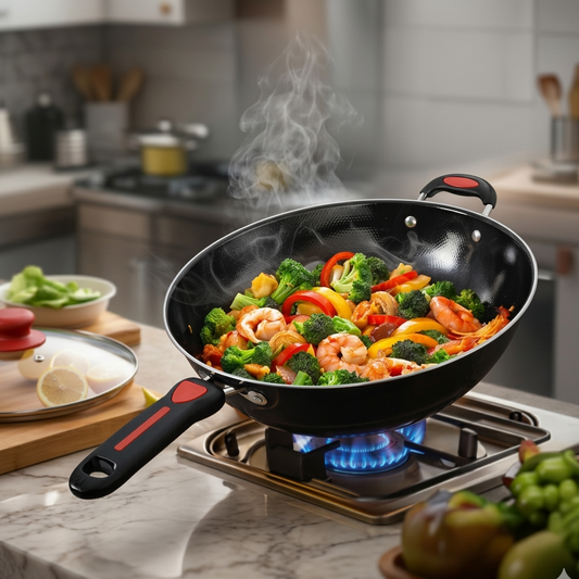 Black 30CM low grade Non stick Wok frying pan with two handles