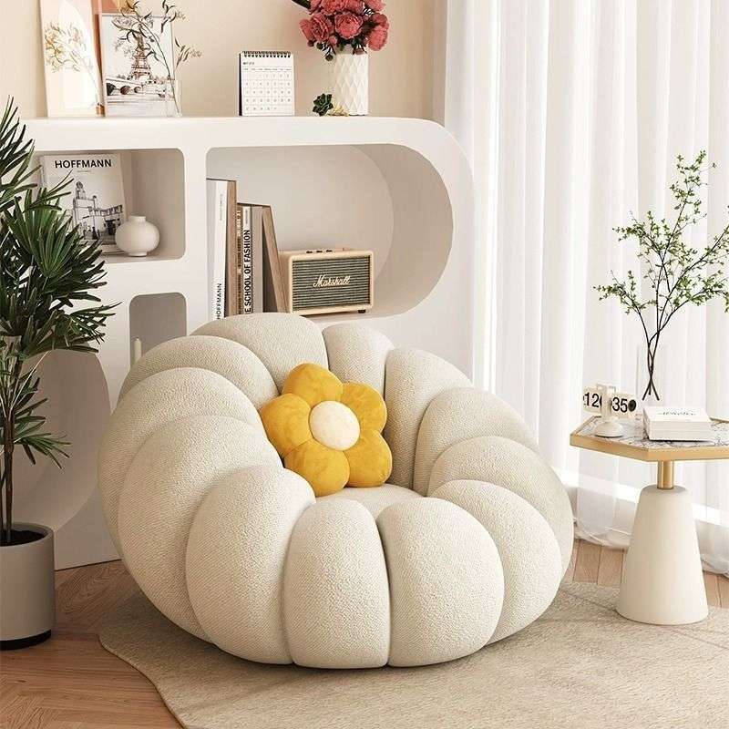 Velvet Pumpkin Small Sofa Chair Small Apartment Lamb Velvet