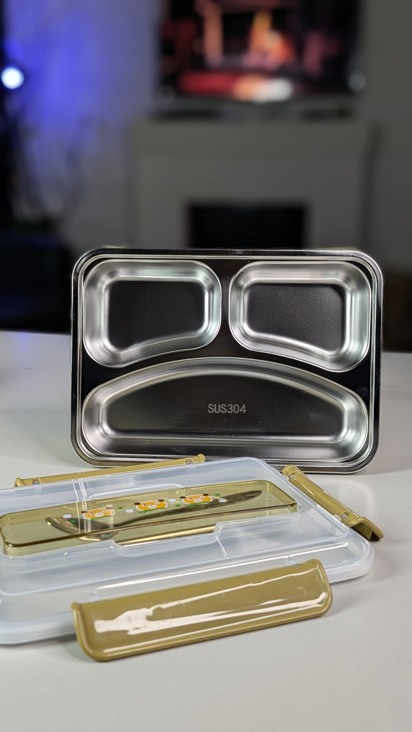 Japanese Big Bento Box Stainless Food Flask- 3 compartments (no color selection)