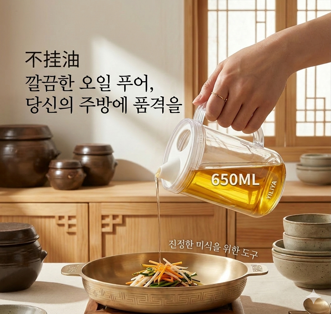 Korean 650ml Plastic Oil or  syrup dispenser with lid