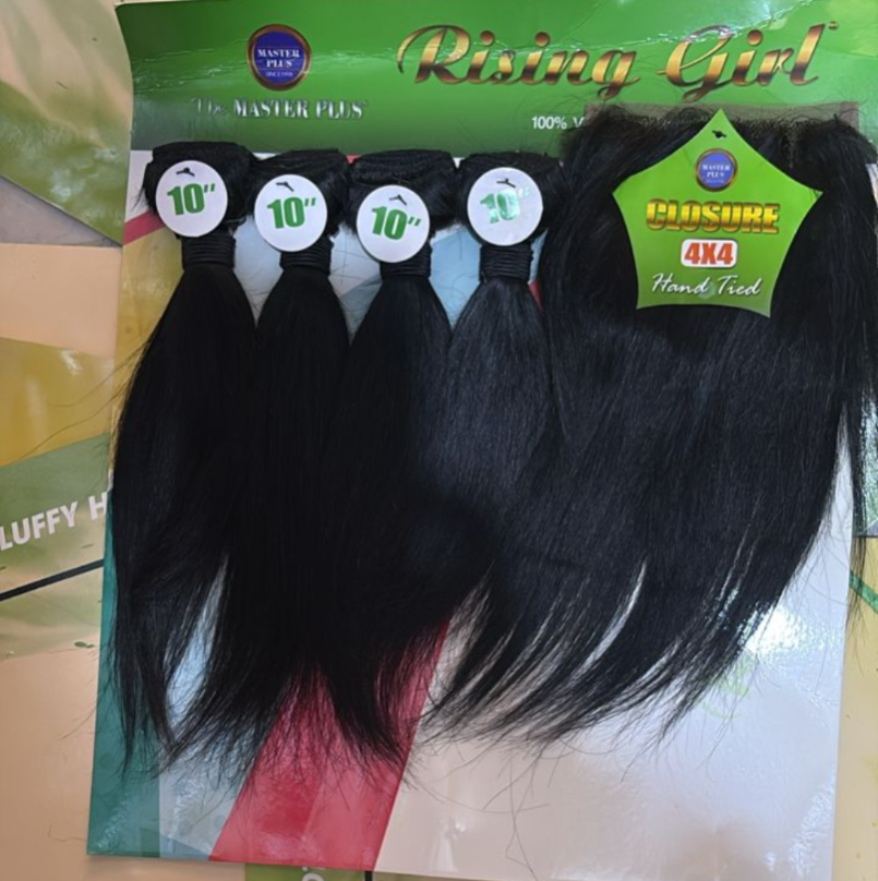 Rising Girl  grade 9A Bundles 10" With 4x4 Transparent Lace Closure
