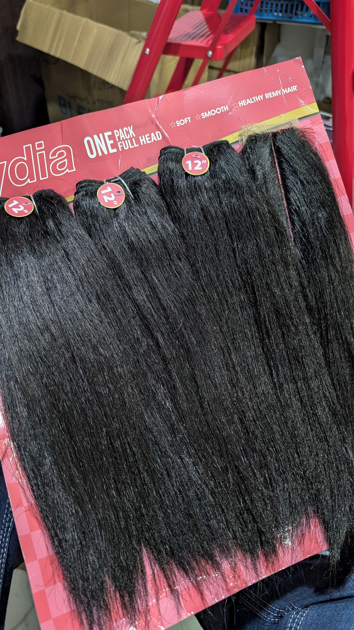 Natural Lydia 3 bundles + closure (Relaxed hair texture can curl)