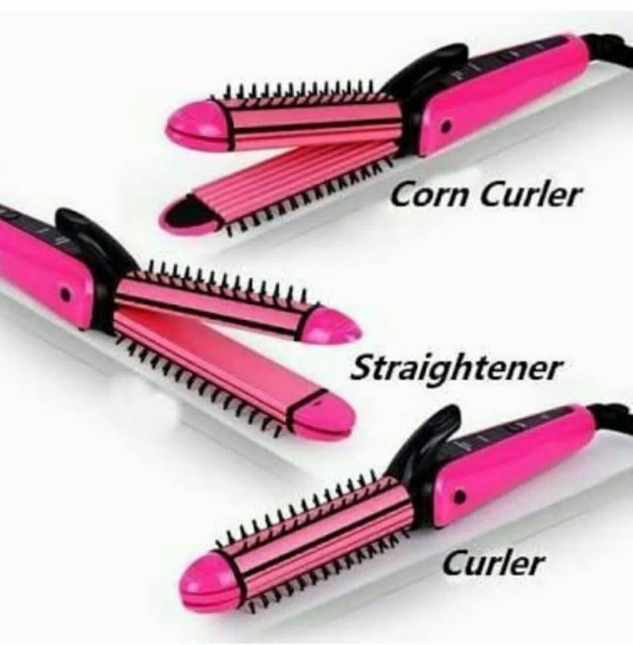 3 In 1 Curl with hair straightener and brush