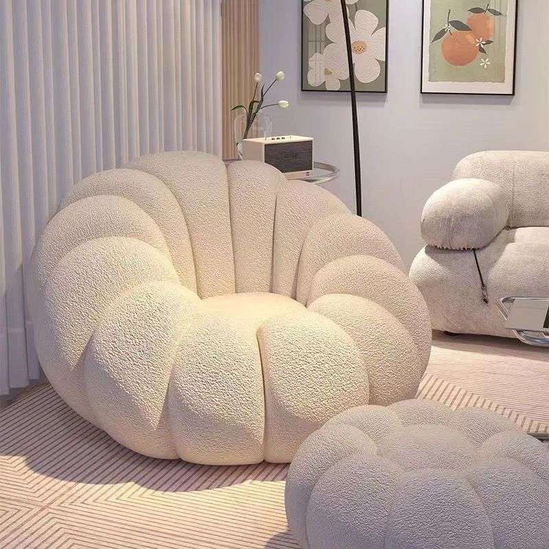 Velvet Pumpkin Small Sofa Chair Small Apartment Lamb Velvet