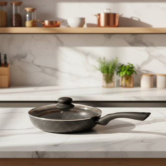 (Granite) 28cm High quality Frying pan with Glass Cover