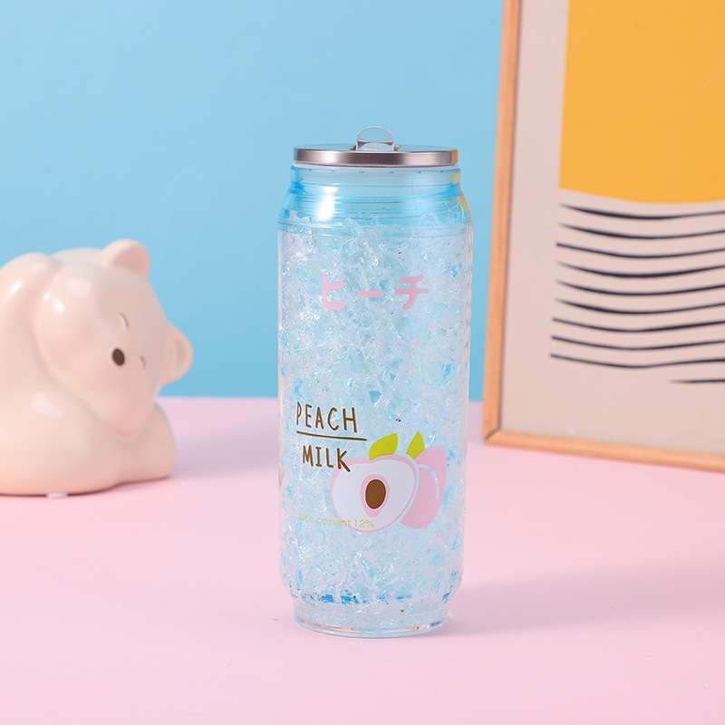 Creative crushed ice cup double layer straight drinking cup